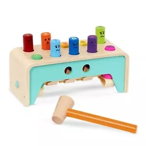 â€“ Wooden Hammer Toy for Kids Toddlers â€“ Pounding Bench with Pegs and Mal... - Picture 1 of 11