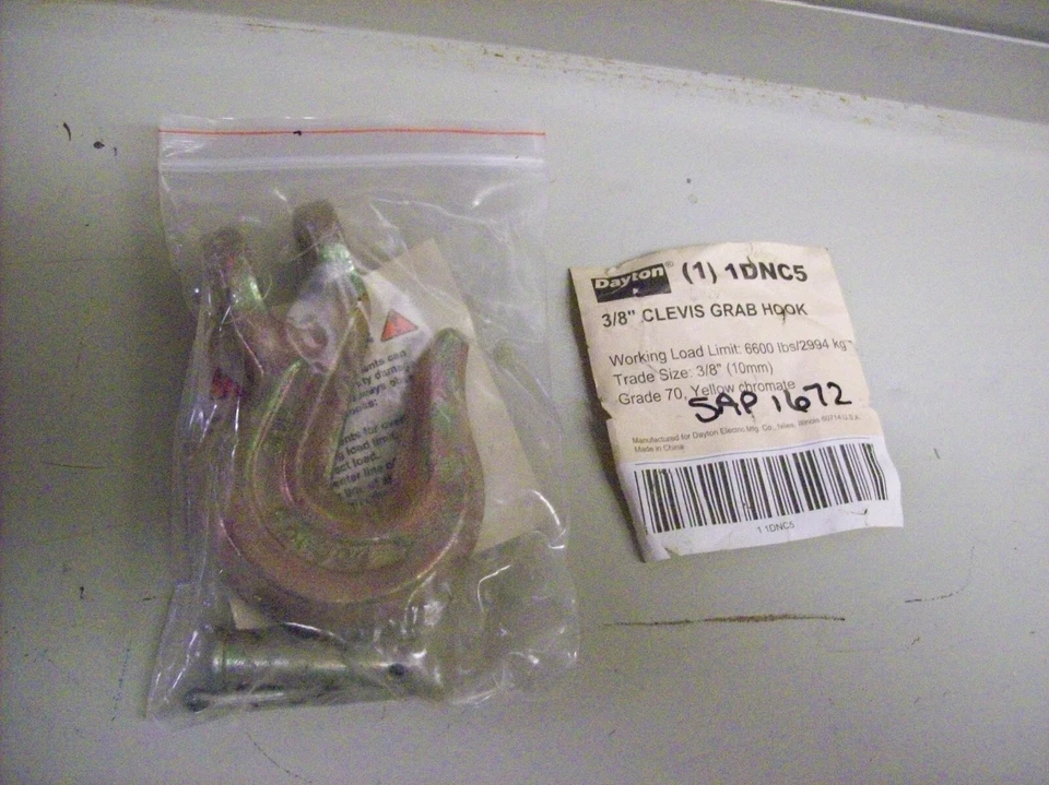 Gancho de cadena F30) Dayton 3/8" 1DNC5 - incluye pasador Foto 1 de 1
