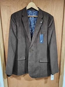 NWT Nautica Jacket Mens Pleather Blazer Lightweight Brown 46L - Picture 1 of 24