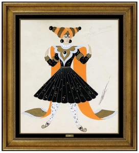 Erte Original Gouache Painting Signed Costume Dress Design Necklace Deco Artwork - Picture 1 of 6