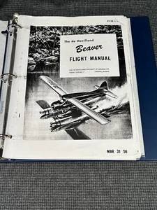 Vintage De Havilland Aircraft DHC-2 Beaver Flight Manual 3/56 - Copy in Binder - Picture 1 of 15