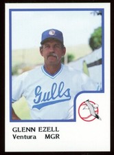 1986 Pro Cards Ventura County Gulls GLENN EZELL RC BLUE JAYS MANAGER
