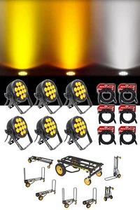 (6) Chauvet DJ SlimPar Pro W USB D-Fi LED Wash lights+Transport Cart+DMX Cables - Picture 1 of 11