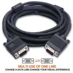 Premium VGA SVGA 15pin Male to Male Extension PC TV Monitor LCD Cable 1.5M 3M 5M - Picture 1 of 16