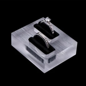 Acrylic Double Rings Display Stand Clear Jewelry Store Showcase Organizer Holder - Picture 1 of 6