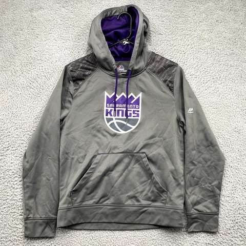 Sacramento Kings Hoodie Adult Small Gray Long Sleeve Sweatshirt BasketballMens * Cover