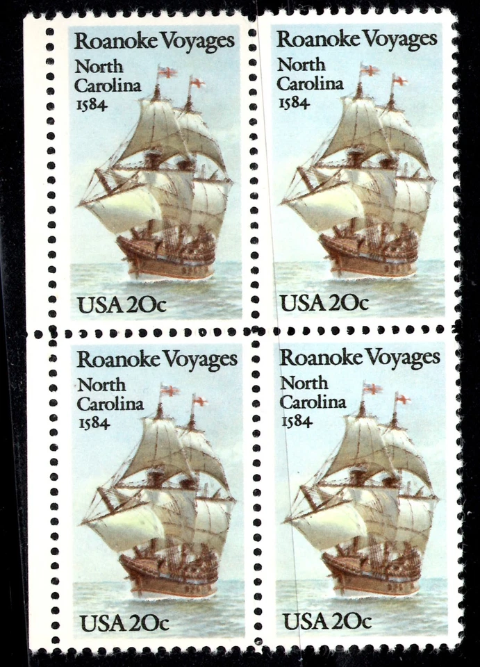 US Scott 2093 Roanoke Voyages  Block of 4 MNH   (0411brg) - Image 1 of 1