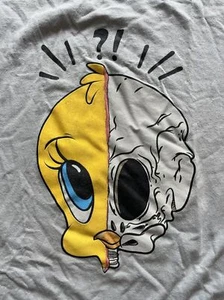 Tweety Bird x Black Keys Shirt Mens Large Gray Split Skull Looney Tunes - Picture 1 of 4