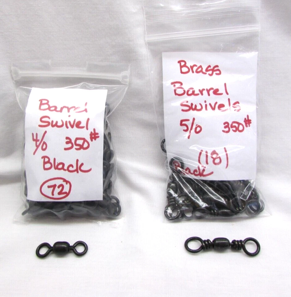 Barrel Swivels Assortment Sizes 4/0, 5/0, Black 350# Heavy Duty 90pc NEW Z65 - Image 1 of 4