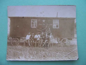 USSR 1920s Agitation gruppe, Balalaika players near flag with Stalin. Real photo - Picture 1 of 2
