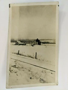 Vintage Photograph of Winter Farmhouse Barn Landscape Scene Taken From Road - Picture 1 of 4