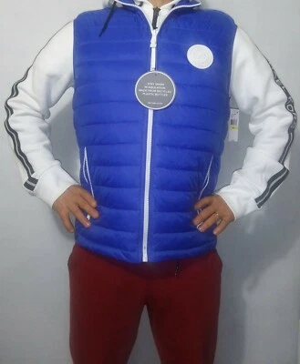 NWT STAY WARM WITH Michael Kors Men's Quilted Puffer Vest. POP BLUE Sz Small - Image 1 of 4