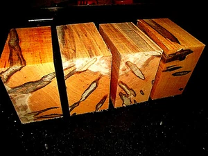 FOUR BEAUTIFUL AMBROSIA MAPLE BOWL BLANKS LUMBER WOOD LATHE CARVE 6" X 6" X 3" - Picture 1 of 1