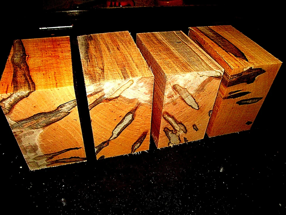 GREEN VALLEY WOOD PRODUCTS FOUR BEAUTIFUL AMBROSIA MAPLE BOWL BLANKS LUMBER WOOD LATHE CARVE 6" X 6" X 3"