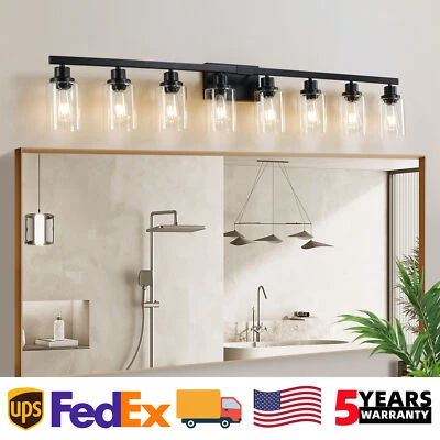 8 Lights 51'' Vanity Light LED Matte Black for Bathroom Mirror Wall Lamp Fixture - Image 1 of 4