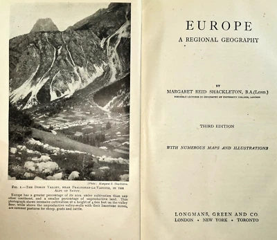 Europe: A Regional Geography by M. Shackleton | 1944 Book 3rd Edition Vintage - Image 1 of 4