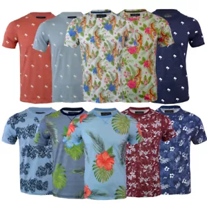 Mens Tokyo Laundry Hawaiian Floral T- Shirt Short Sleeve Casual Summer S-XXL - Picture 1 of 20