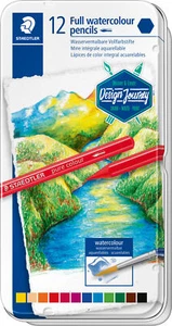 Lápices a todo color STAEDTLER Watercolour 12 piezas en estuche de metal lápiz de pintura lápiz de dibujo - Imagen 1 de 12
