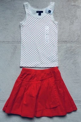 Gap Kids Tank Top, Gymboree Red Flared Skirt, Girls Size 6/7, Stars, Both NEW - Imagem 1 de 4