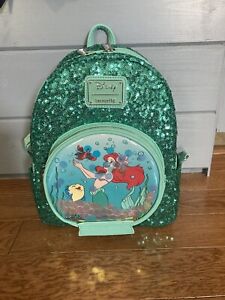 Loungefly Disney Ariel Collection Snow Globe Sequin Mini Backpack