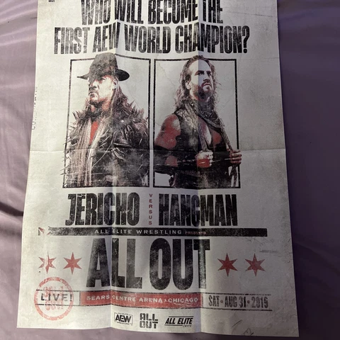 All Elite Crate Exclusive Jericho vs Hangman Adam Page All Out 2019 Poster AEW Cover