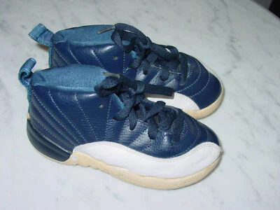 2012 Nike Air Jordan Retro 12 Obsidian azul/blanco ¡Zapatos! Talla 9.5C ¡Se vende como está! Foto 1 de 4