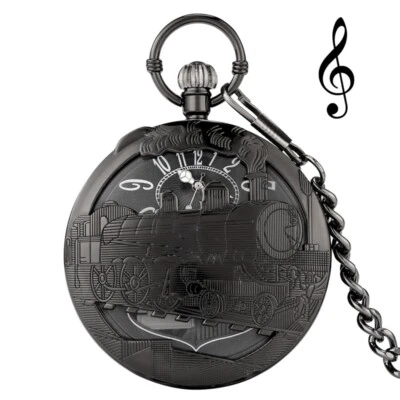 Creative Musical Pocket Watch Playing Song Quartz Watches for Men Women Chain - Image 1 of 4