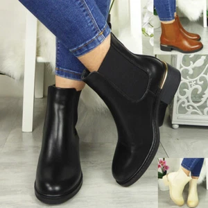 Chelsea Botas Zapatos al Tobillo Damas Sin Cordones Trabajo Cómodas Cálidas Forradas Mujeres Tallas - Imagen 1 de 25