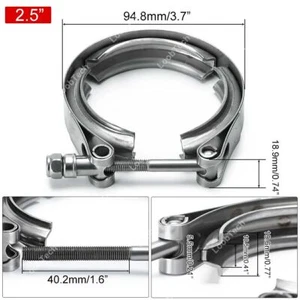 Exhaust Muffler Clamp 2.5Inch V Band Clamp W/ Flange Male Female T304 Stainless - Picture 1 of 10