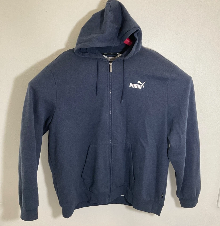 Sudadera con Capucha Puma Para Hombres 3XL Azul Cremallera Completa con Bolsillos Canguro y Capucha con Cordón Foto 1 de 3
