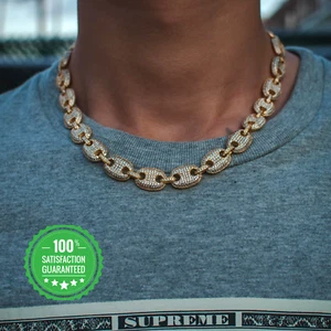 Collana Choker Ghiacciato Diamante Mariner Catena Diamante Mariner 18k Oro Giallo - Foto 1 di 4