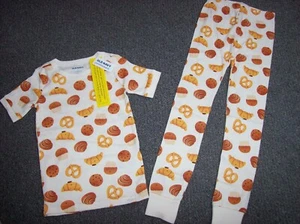 Old Navy Pajama 2pc Set Girls 6Toddler Snacks Pretzel Ivory Cotton New - Picture 1 of 3