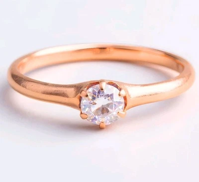 Anillo solitario vintage de diamantes naturales de oro amarillo de 14 quilates de 0,21 quilates tamaño 7 1,53 gramos Foto 1 de 4