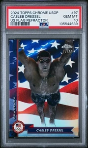 2024 Topps Chrome Us Olympic Caeleb Dressel #97 US Flag Refractor PSA 10 - Imagen 1 de 2