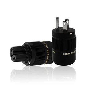 Pure Copper Rhodium Plated US Power Plug HiFi Power Cable Connector IEC Adapter - Picture 1 of 11
