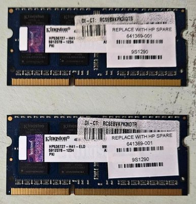 Lot of 2: HP Kingston 4GB SO-DIMM Memory RAM HP536727-H41-ELD, 5912078-1234 PKI - Image 1 of 2