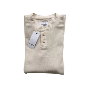 Goodfellow Henley Shirt Mens M Ivory Long Sleeve Textured Cotton Blend - Picture 1 of 8