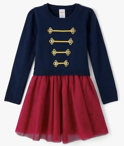 Gymboree Girl Size 3T Nutcracker Sweater Dress W/Tulle Navy Red New  - Picture 1 of 6