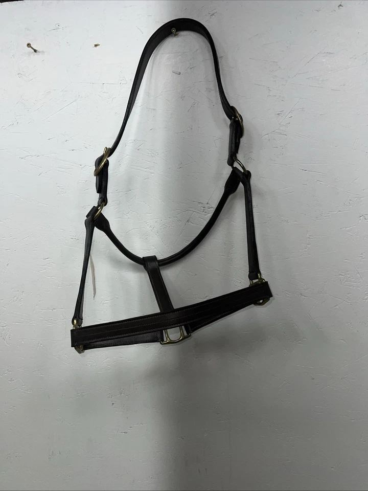 New Tough 1 Genuine Leather Brown Track Horse Halter #44-2046 W-49 - Image 1 of 4