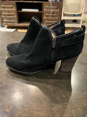 Franco Sarto Dakota size 7.5 black bootie heel real leather - image 1 of 4