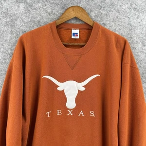 Texas Longhorns Sweater Mens XL Orange NCAA Football Crewneck Pullover Russell - Picture 1 of 12