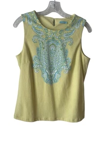 J.McLaughlin Kerry Sleeveless Crew Neck Fitted Top Like Blue Paisley Medium NWT - Picture 1 of 15