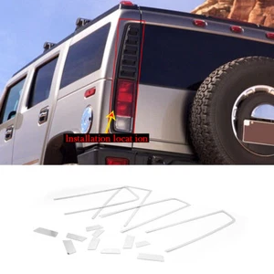 Silver Steel Tail Light Frame Trim Lamp Decorative Cover For Hummer H2 2003-2009 - Picture 1 of 7