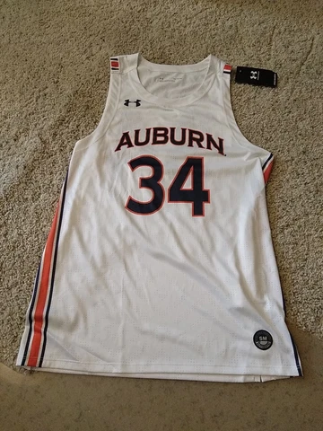 Men's Under Armour White Auburn Tigers #34 Replica Basketball Jersey MEDIUM Cover