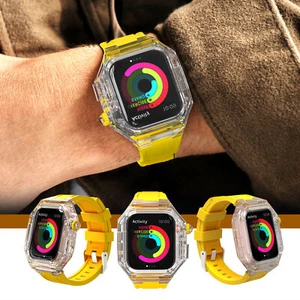 For Apple Watch 8/7/SE/6/5 Silicone Band Transparent Case Mod Kit 40/41/44/45mm - Picture 1 of 19