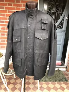 BARBOUR BLACK LEATHER HEAVY WARM WINTER JACKET COAT SIZE XL Chest 52” Price £375 - Picture 1 of 24