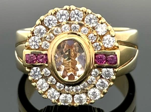 SCHMUCKJAGD RING GR.19 (CA.60) 925/-SILBER VERG. MIT MORGANIT, RHODOLITH, ZIRKON - Bild 1 von 3
