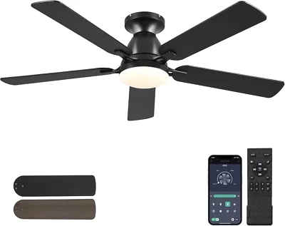 Ceiling Fans with Lights- 52" Low Profile Indoor Ceiling Fan with Light and Remo - Image 1 of 4