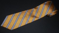 Brooks Brothers Tie Gold White Stripe Woven Luxury Designer Silk Jacquard Mens 