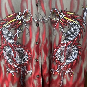 Vintage 90er Jahre Street Culture Drachen/Flammen kurzärmeliges Shirt XL selten! - Bild 1 von 7
